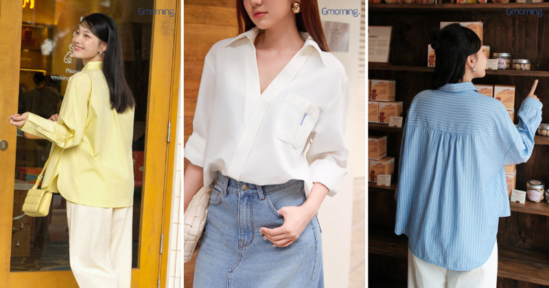 Bộ đôi áo sơ mi oversize mix cùng quần short cạp cao năng động và vô cùng thoải mái